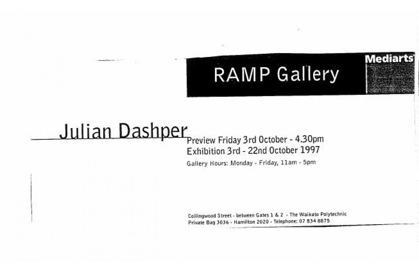 Julian Dashper, Ramp Gallery (1997)