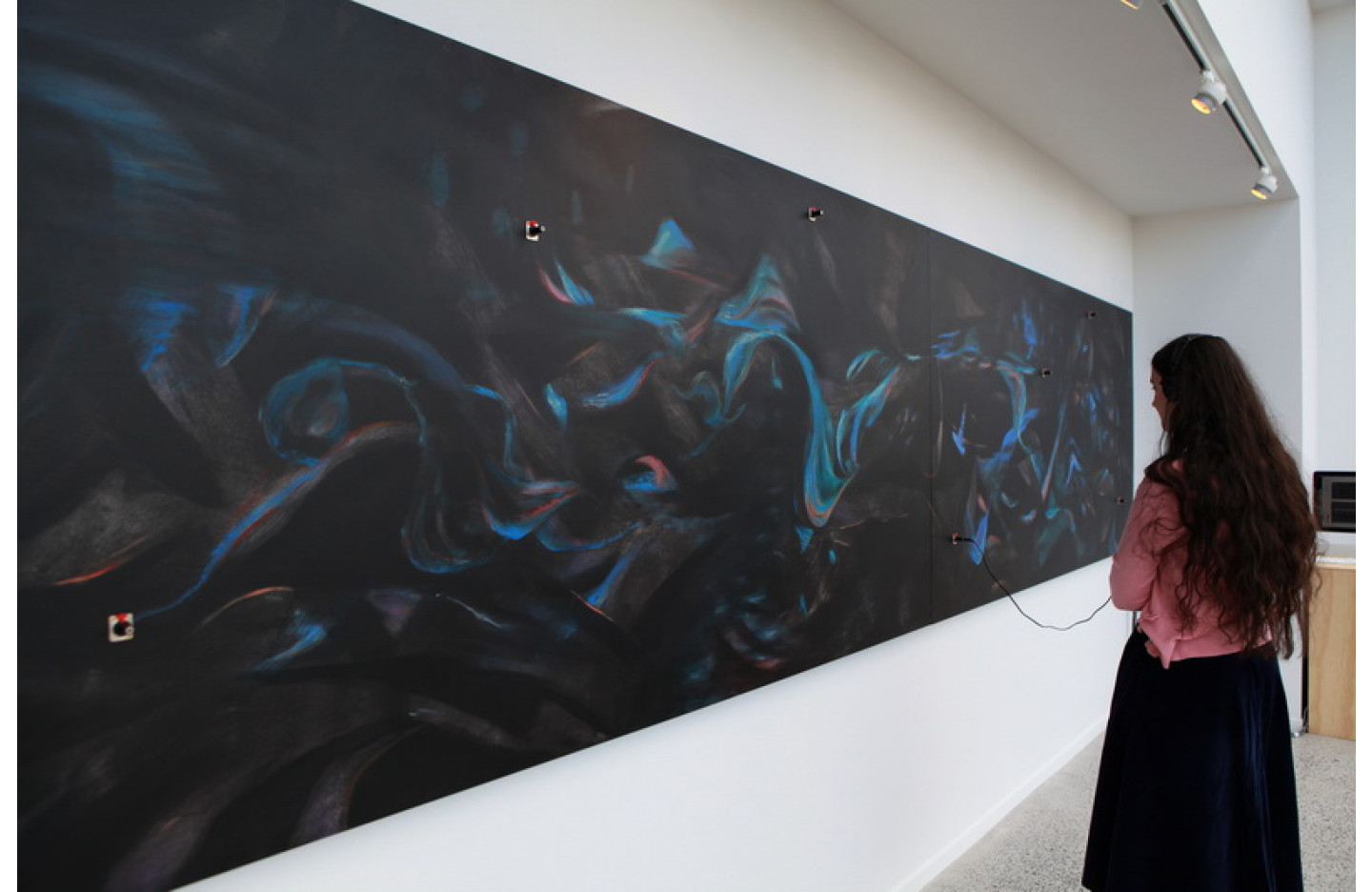 In stillness, mural with embedded sound ports. Paul Bradley with Jeremy Mayall.